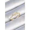 Pirinç Gold Renk Zirkon Taşlı Yıldız Detay Beyaz Mineli Kadın Yüzük