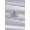 Pirinç Gümüş Renk İri Zirkon Taşlı Kıvrımlı Minimal Kelebekli Halka Küpe