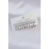 Pirinç Gümüş Renk Oval Bombeli Küpe Seti