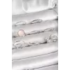 Pirinç Gümüş Renk Pembe Mineli Kemer Düğüm Figür Kadın Yüzük Kombini