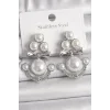 Pirinç Gümüş Renk Sallantı İncili Çapa Model Kadın Küpe