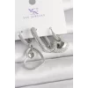 Pirinç Gümüş Renk Sallantı Zirkon Taşlı Kalp Model 3Lü Kadın Kombin Küpe