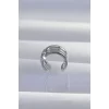 Pirinç Gümüş Renk Yonca Earcuff Küpe