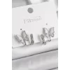 Pirinç Gümüş Renk Zirkon Taş Detaylı Beyaz Sedefli Kelebek Model Kadın Küpe