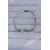 Pirinç Gümüş Renk Zirkon Taşlı Charm Bileklik