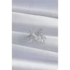 Pirinç Gümüş Renk Zirkon Taşlı Fiyonk Küpe