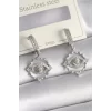 Pirinç Gümüş Renk Zirkon Taşlı Göz Model Kadın Küpe