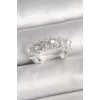 Pirinç Gümüş Renk Zirkon Taşlı Kalp Model Ayarlanabilir Kadın Yüzük