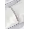 Pirinç Gümüş Renk Zirkon Taşlı Kemik Model Kadın Bileklik