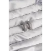 Pirinç Gümüş Renk Zirkon Taşlı Yarım Halka Küpe