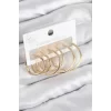 Pirinç Halka Model Gold Renk Kadın Set Küpe