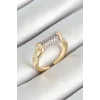 Pirinç Makara Figürlü Zirkon Taşlı Gold Renk Ayarlanabilir Kadın Yüzük