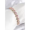 Pirinç Pembe Zirkon Taşlı Daire Baget Model Gold Renk VIP Seri Kadın Bileklik