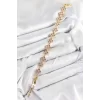 Pirinç Pembe Zirkon Taşlı Yonca Model Gold Renk VIP Seri Kadın Bileklik
