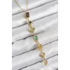 Pirinç Renkli Zirkon Taşlı Model Gold Renk Kadın Y Kolye