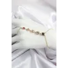Pirinç  Renkli Zirkon Taşlı Y Model Gold Renk Kadın Şahmeran