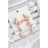 Pirinç Sedef Sallantılı Mermer Desenli Kelebek Model Gold Renk Vintage Kadın Küpe