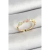 Pirinç Sıralı Boncuk Figürlü Zirkon Taşlı Gold Renk Ayarlanabilir Kadın Yüzük
