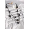 Pirinç Siyah Renk Zincir Kristal Taşlı Kadın Kolye