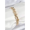 Pirinç Zirkon Taşlı Balık Kuyruğu Model Gold Renk Kadın Bileklik