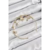 Pirinç Zirkon Taşlı İstiridye Ve Deniz Yıldızı Model Gold Renk Charm Bileklik