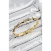 Pirinç Zirkon Taşlı Kemik Model Gold Renk Vip Kadın Bileklik