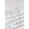 Pirinç Zirkon Taşlı Messika Model Ezme Zincir Gold Renk Kadın Kolye