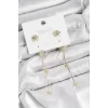 Pirinç Zirkon Taşlı Sallantılı Çiçek Model Gold Renk 925 Ayar Gümüş Çivi Kadın Küpe