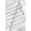 Pirinç Zirkon Taşlı Sıralı Damla Kalp Ve Dikdörtgen Model Gold Renk Kadın Bileklik