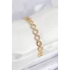 Pirinç Zirkon Taşlı Sıralı Halka Model Gold Renk Kadın Bileklik
