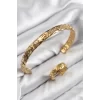 Pirinç Zirkon Taşlı Vintage Model Gold Renk Bileklik Yüzük Set