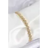 Pirinç Zirkon Taşlı Yarım Topcuk Model Gold Renk VIP Seri Kadın Bileklik