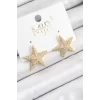 Pirinç Zirkon Taşlı Yıldız Model Gold Renk Kadın Küpe