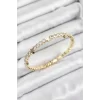 Pirinç Zirkon Taşlı Yıldız Model Gold Renk Yaylı Kadın Bileklik