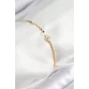 Pirinç Zirkon Taşlı Yonca Model Ezme Zincir Gold Renk Kadın Bileklik