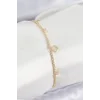 Pirinç Zirkon Taşlı Yonca Model Gold Renk Kadın Bilekilk