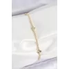 Pirinç Zirkon Taşlı Yonca Model Gold Renk Kadın Bilekilk