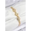 Pirinç Zirkon Taşlı Yonca Model Gold Renk Kadın Bileklik