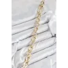 Pirinç Zirkon Taşlı Zincir Model Gold Renk Kadın Bileklik