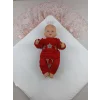 Luz&Pos Sahra Taç Nakışlı İnci Ve Dantel Fiyonklu Çift Dantel Duvaklı Trilüks Kundak Bebek Battaniyesi Gül Kurusu