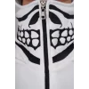 Luz&Pos Samuray Kapşonlu Zıp Fermuarlı Çift Kapşonlu Nakışlı Sweatshirt- Beyaz