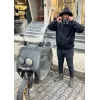 Luz&Pos Samuray Kapşonlu Zıp Fermuarlı Çift Kapşonlu Nakışlı Sweatshirt- Siyah