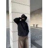 Luz&Pos Samuray Kapüşonlu Zıp Fermuarlı Kapüşonlu Sweatshirt - Siyah