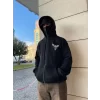 Luz&Pos Samuray Kapüşonlu Zıp Fermuarlı Kapüşonlu Sweatshirt - Siyah