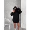 Luz&Pos Samuray Zıp Fermuarlı Kapüşonlu Sweatshirt- Siyah