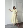 Sarı Bebe Yaka Balon Kollu Elbise
