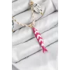 Seramik Motifli Pembe Balık Figürlü Model Krem İp Kadın Kolye