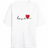 Sevgililer Günü İçin Özel Tasarım Love Baskılı T-shirt - Beyaz