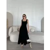 Luz&Pos Sırt Dekolteli Kolsuz Uzun Elbise - Siyah