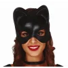 Siyah Deri Görünümlü Kedi Maskesi